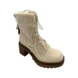 MIA Women's Alpes Lace-Up/Zip Sherpa Platform Boots Natural - Medium